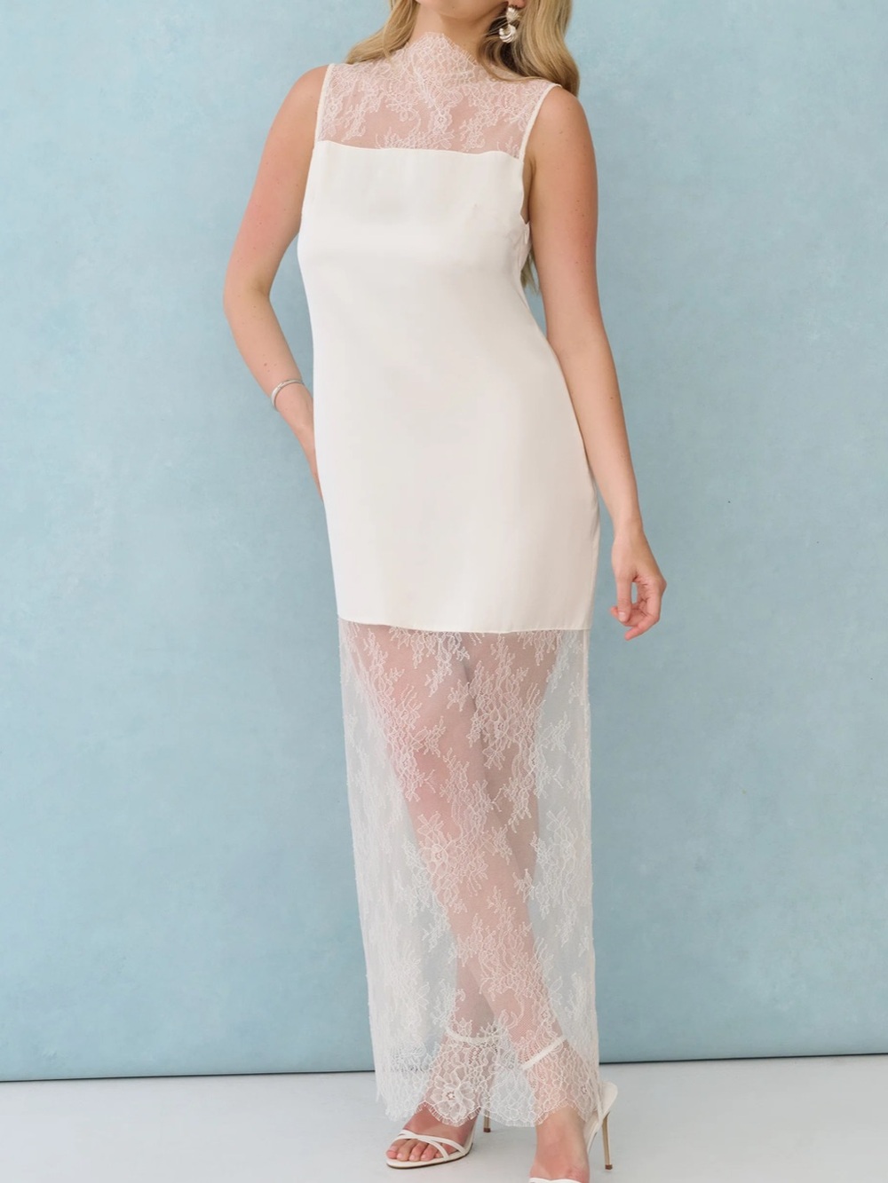 Few Moda Kyle Dress X Little White Looks Sheer Lace Maxi Dress